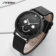 SINOBI Monkey Face Men's Quartz Watches Luxury Leather Strap 40.5mm Dial Men Wristwatches Top Brand Fashion Waterproof Men Watch SYUE