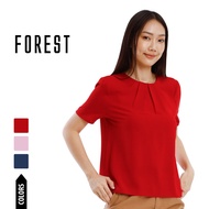 Forest Blaus Perempuan | Forest Ladies Polyester Pleated Blouse - 822456