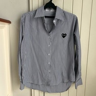 KEMEJA Preloved Comm* De* Garc*ns CDG PLAY Original Japan Market Longsleeve Shirt Navy Blue White St