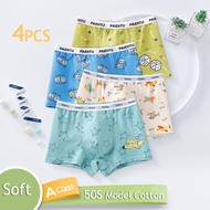 4-Pack 50S Model Cotton Boy Underwear Cartoon Design 3-12yrs Children Boxer Briefs