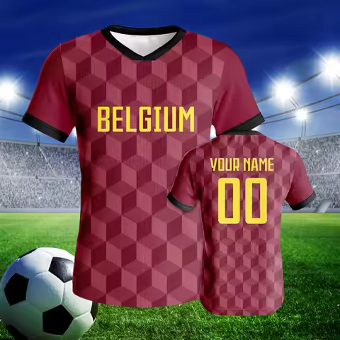 Custom Belgium Soccer Jersey Quick-Dry Football Shirts with Personalized Name Number Team Jerseys fo
