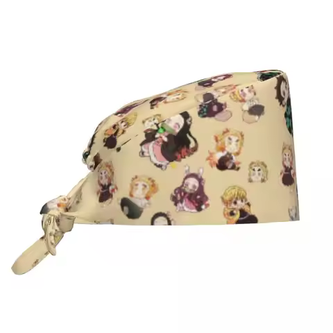 Custom Demones S-Slayer Scrubs Cap Surgical Hats Men Women Operating Room Cap Operator Hats Lab Work