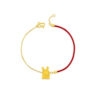 CHOW TAI FOOK 999 Pure Gold Charm with String Bracelet - Zodiac Rabbit: Gold Bar R31009