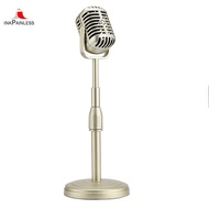 Classic Retro Dynamic Vocal Microphone Vintage Mic Universal Stand for Live Performance Karaoke Studio Record Gold  Easy Install Easy to Use