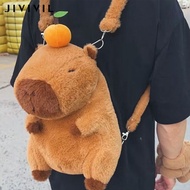 JIVIVIL Capybara เป้ของเด็กการ์ตูนน่ารักกระเป๋าผ้ากำมะหยี่เด็กโรงเรียนเด็กผู้หญิงกระเป๋าเป้สะพายหลังสำหรับเดินทาง