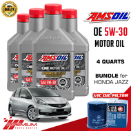 AMSOIL OE 100% Synthetic Motor Oil Gasoline Engine 5w-30 4 Quarts Bundle for Honda Jazz (VIC C-415)