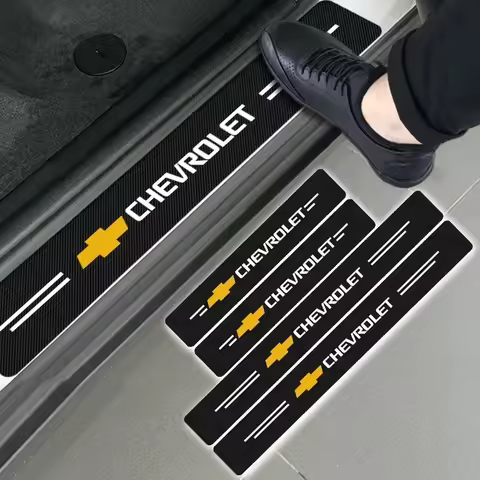 4PCS Car Door Threshold Carbon Fiber Scuff Plate Sticker For Chevrolet Cruze Silverado Spark Captiva