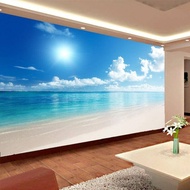 Custom blue ocean mural wallpaper 3D ocean landscape TV living room background picture wallpaper 3D landscape bedroom sticker