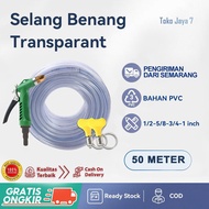 Selang Air 1 ROL 50 Meter Serat Benang Transparant / Selang Air 1/2 /5/8 3/4 1 Inch Murah / Selang Cuci Motor Mobil COD