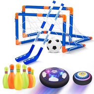 Hover Soccer Ball Set for Kids, 4-in-1 Hover Hockey Bowling Set, Rechargeable Floating Air Soccer Ba