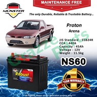 Münster Robust MF CMF NS60 | 55B24R (45AH) Car Battery Bateri Kereta for Proton Arena