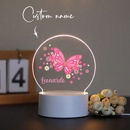 1pc Personalized Name-Creatively Made Acrylic Gift, Featuring Pink Butterflies And Flower Patterns, 
