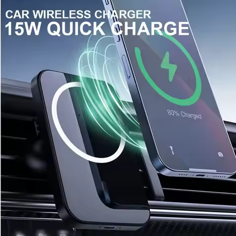 15W Magnetic Car Wireless Charger for Iphone17-12 Pro Max Car Charger Stand Macsafe Wireless Charger