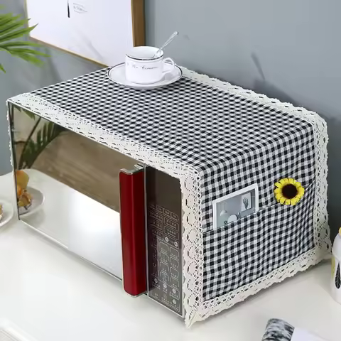 35x100cm Anti-Slip Microwave Dustproof Cover Microwave Oven Top Cover Decorative Kitchen Toaster Ove