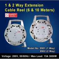 1 and 2 WAY EXTENSION CABLE REEL (6 & 10 METERS)