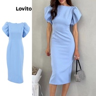 Lovito Elegant Plain Split Back Dress for Women LNL41034