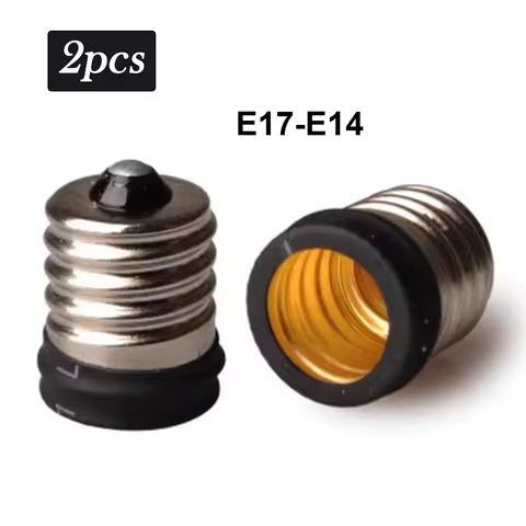 2PCS E17 to E14 Adapter, E17 to E14 Socket Converter for LED/CFL/Halogen Bulbs, Durable Lamp Holder 
