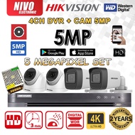 👍4CH PACKAGE👍HIKVISION 5MP Set 4-CHANNEL 4K HIK CCTV 4CH DVR(UP TO 8MP) + 5MP CAMERA+ Power Supply 1