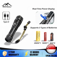 WTHB High-Power LED Flashlight Rechargeable Portable Zoom Flashlight Type-C Battery Waterproof Outdo