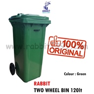 RABBIT TWO WHEEL BIN - 120Lt - green - tong sampah / tong sampah besar / garbage bin / tong sampah b