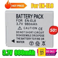 3.7V 980mAh EN-EL8 Battery for Nikon S1 S2 S3 P1 P2 S51 S50 S52 L2 S5 S6 S7 Camera Batteries