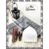 SET GHUTRAH WITH KOPIAH &GOLDEN roll on perfume 10ml