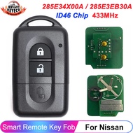 KEYECU 433MHz ID46/4D60 For Nissan X-trail Qashqai Pathfinder Micra NV200 Keyless Remote Key 285E3-4