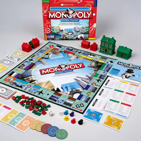 Premium MONOPOLY GLOBAL VILLAGE Board Game - Exquisite Craftsmanship for Tabletop Gamers, Gaming - E