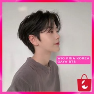 Korean Men's Bangs Wig Korean Men's Real Wig Medium Wig Short Fullnatural, BLACK 15Cm for Men