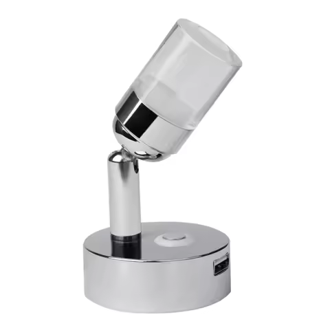 RV 12V Spotlight Touch Switch Dimmable USB Bedside Reading Light Crystal LED Light for Reading, Boat