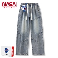 กางเกงยีนส์ทรงหลวมขาตรงสำหรับผู้ชาย NASA WTAPS กางเกงยีนส์ทรงหลวมสไตล์วินเทจลำลองฤดูใบไม้ผลิและฤดูใบ