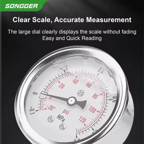 YTN-60 Vibration-Resistant Pressure Gauge Meter -0.1~60MPa Vacuum Gauge 304 SS Case M14x1.5 G1/2 NPT