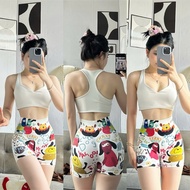 【HNYHWKR】Cute Cartoon Textile Shorts Q27 Women's Stretch Gym - Yoga - Aerobic️ Imported Goods ️