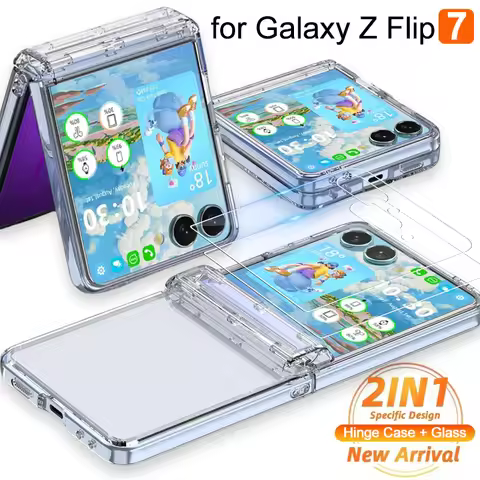Hinge Protection Case with Screen Glass For Samsung Galaxy Z Flip 7 Flip7 zflip7 Hinge Phone Cover F