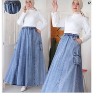 ARO -VONNY SKIRT JEANS POCKET // WOMEN'S CARGO JEANS SKIRT