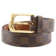 二手LOUIS VUITTON Ceinture Ellipse 腰帶 M6995，Damier 帆布，西班牙製造，2011 年，棕色，CA1101，男士