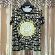 Y5A0D7 VERSACE055 Mercerized Cotton Short-Sleeved Men's New Style Heavy Craft Diamond Unique Handsom