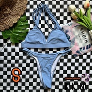 SHEIN BIKINI ชุดว่ายน้ำทูพีซ ชุดว่ายน้ำสีฟ้า พร้อมส่งจากไทย BLUE SIZE S #SHBLU0148