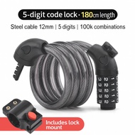 CYCLINGBOX 5-Digit Combination Steel Cable number Lock (150 cm / 180 cm) bicycles, motorcycles, e-bi