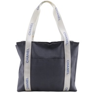 【日本直送】香奈兒 CHANEL 運動系列 Logo 托特包 尼龍 灰色 女性【二手品】