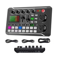 F998 Live Sound Card English Version Mixer BM800 Condenser Microphone Set Outdoor Live Sound Card