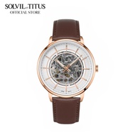 Solvil et Titus Enlight 3 Hands Mechanical Brown Leather Strap Men Watch W06-03305-005