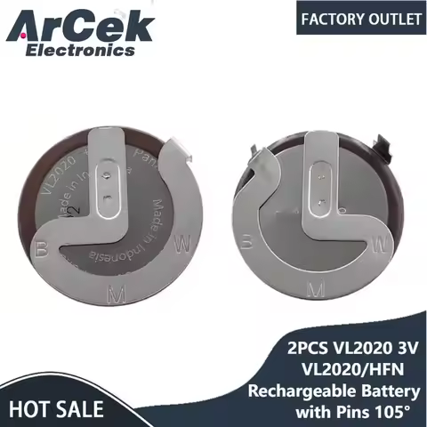 2PCS Original for Panasonic VL2020 2020 3V VL2020/HFN Rechargeable Lithium Battery with Pins 105 Deg