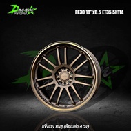 ล้อแม็กซ์รถยนต์  RE30 18”x8.5 ET35 5H114 ล้อพร้อมยาง (4วง) พร้อมยาง 265/40/18 NAZZ ปี25 ยางซอฟ หนึบๆ