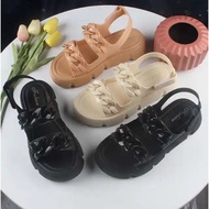 Women's Jelly Rubber Sandals Wedges Platform Thick Back Strap Two-Tie 2312-B2