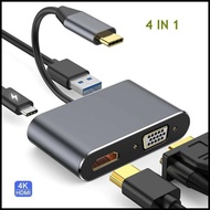 4 In 1 Type-C To Hdmi Adapter 4K Vga Usb 3.0 Travel Adapter For Phone