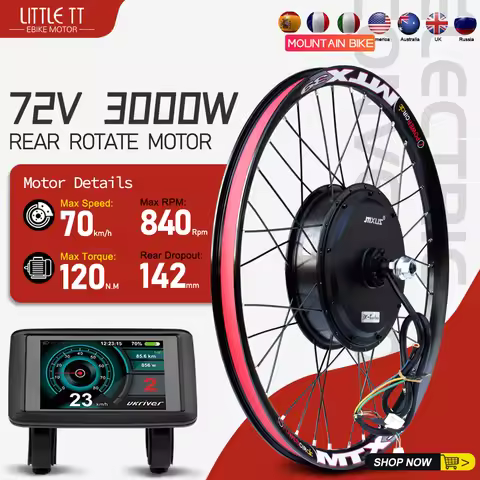 MXUS 72V 3000W Electric Bicycle Conversion Kit 26-29Inch MTX39 Ebike Rear Wheel Conversion Kit Motor