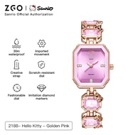 ZGO X Sanrio นาฬิกา Hello Kitty สำหรับผู้หญิงพลอยเทียมสีชมพูเด็กผู้หญิง Kado Ulang Tahun Pacar มูลค่