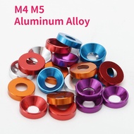 5pcs M4 M5 Anodized Colorful Aluminum Alloy Countersunk Head Bolt Washers Gasket