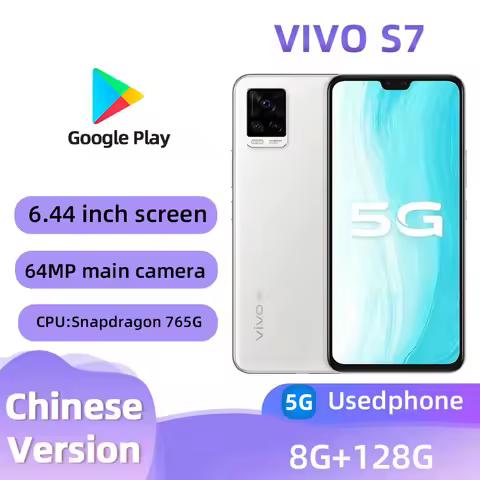 Vivo S7 5G Smart Phone Android CPU Snapdragon 765G 6.44inches Screen ROM 128GB 64.0MP 4000mAh 33W Su